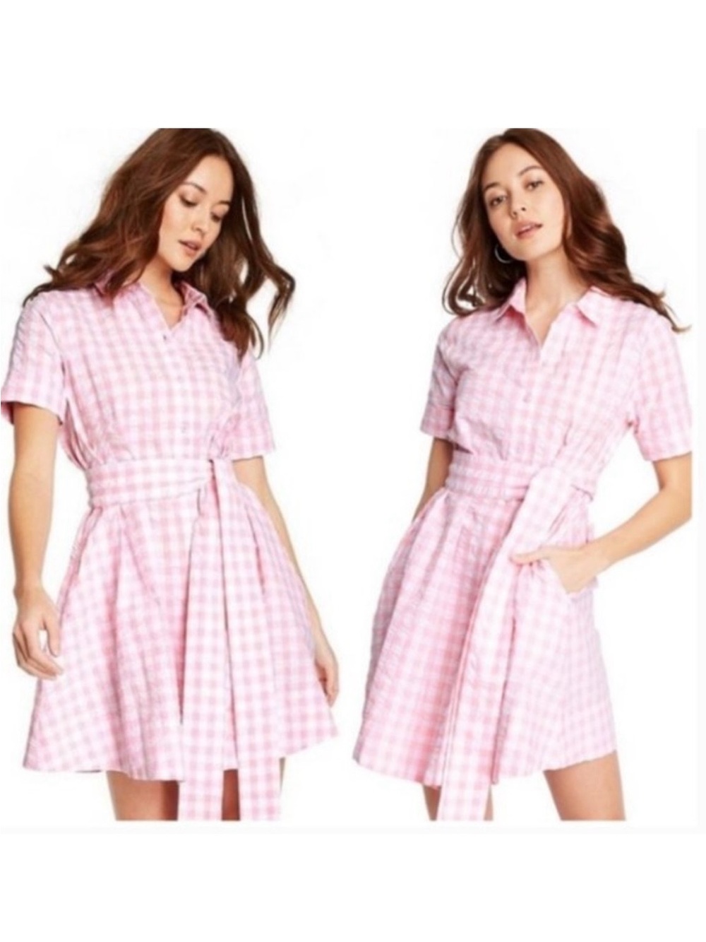 Lisa Marie Fernandez Pink Gingham Shirtdress with Tie Waist